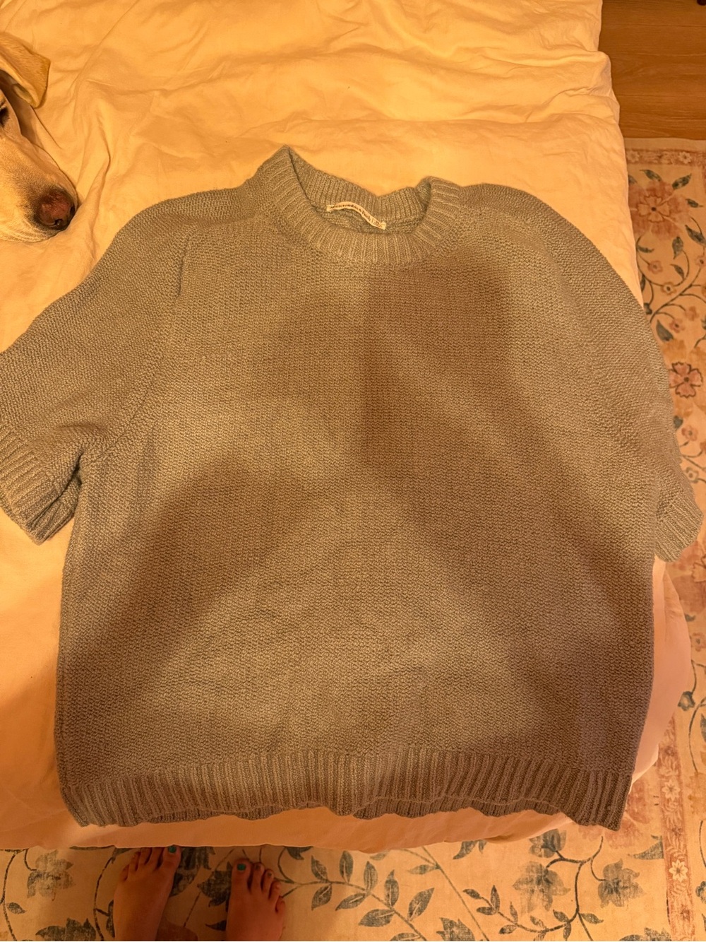 Abercrombie & Fitch Light Gray Knit Short Sleeve Sweater